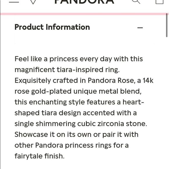 NEW UNUSED PANDORA TIARA RING - Picture 3 of 6